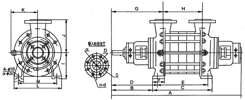 2.5GC-3.5、4GCGC型臥式多級離心泵外型尺寸圖